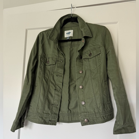 Old Navy Forest Green Jean Denim Jacket 100% Cotton Size Small - Picture 1 of 4